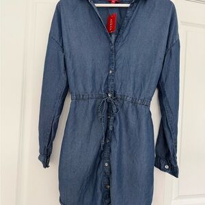 Guess Denim Button-Front Shirt Dress in Blue